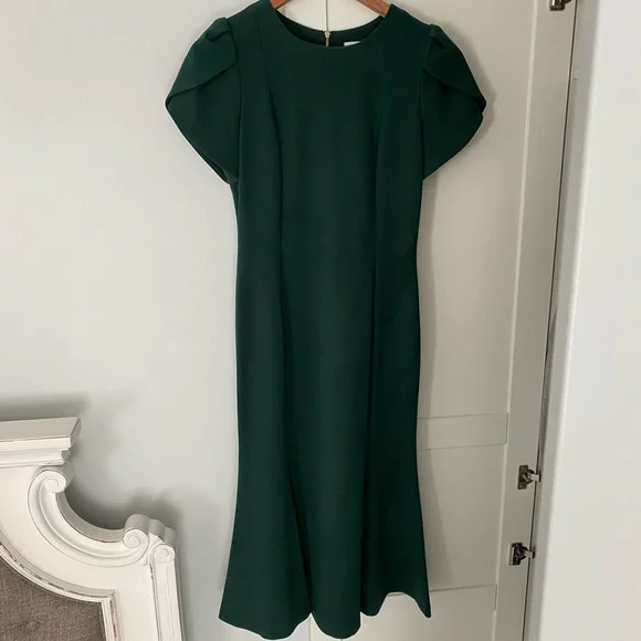 Calvin Klein, Forest Green, Puff Sleeve, Dress, Size 4